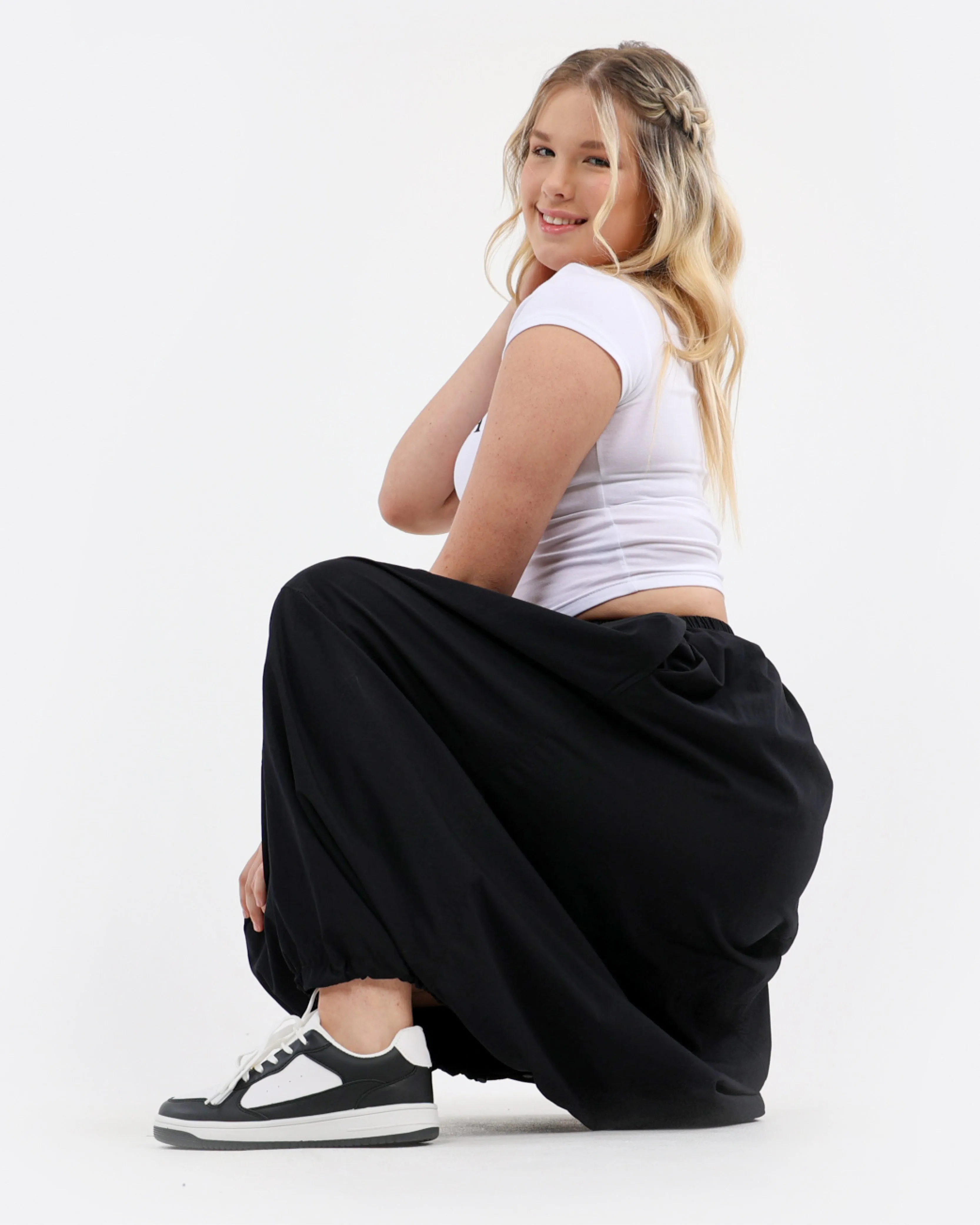 Parachute Draw-cord Midi Skirt