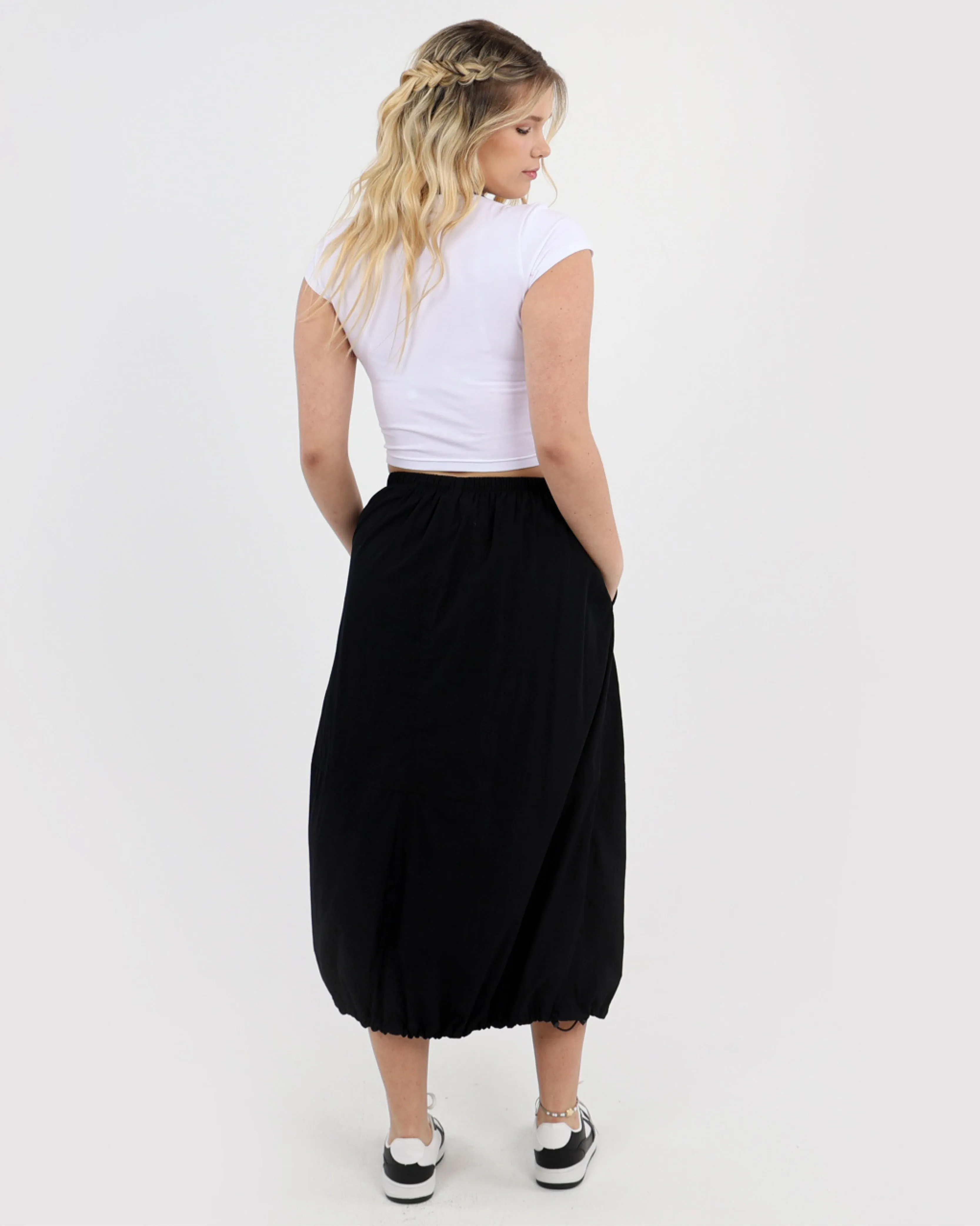 Parachute Draw-cord Midi Skirt