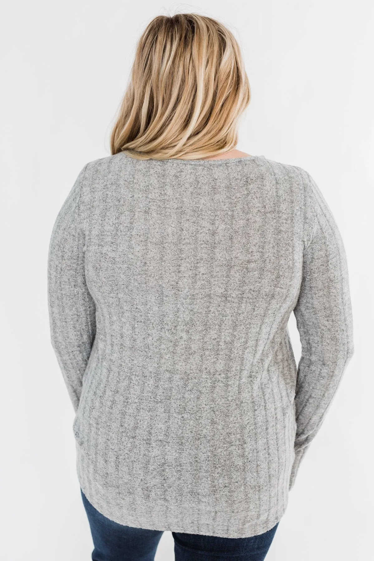 Path To Happiness Long Sleeve Twist Top- Heather Grey