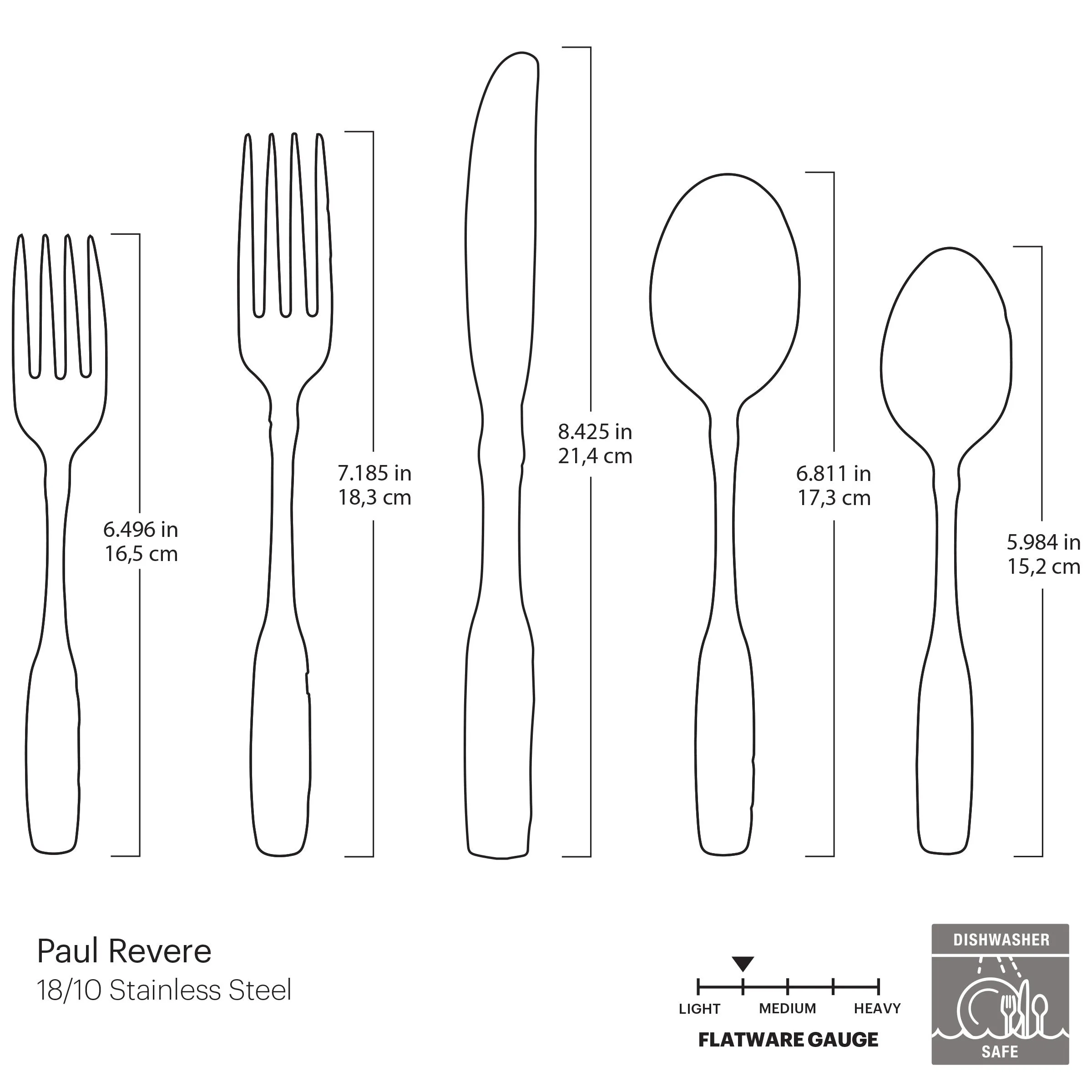 Paul Revere 5 Piece Fine Flatware Place Setting