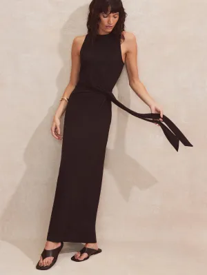 Petite Black Wrap-Detail Jersey Dress