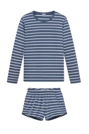 Pima Crew Long-Short Set in Sea Depth Anchor Stripe