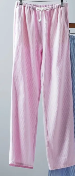 Pinstripe Drawstring Lounge Pants Available In Light Pink And Light Khaki