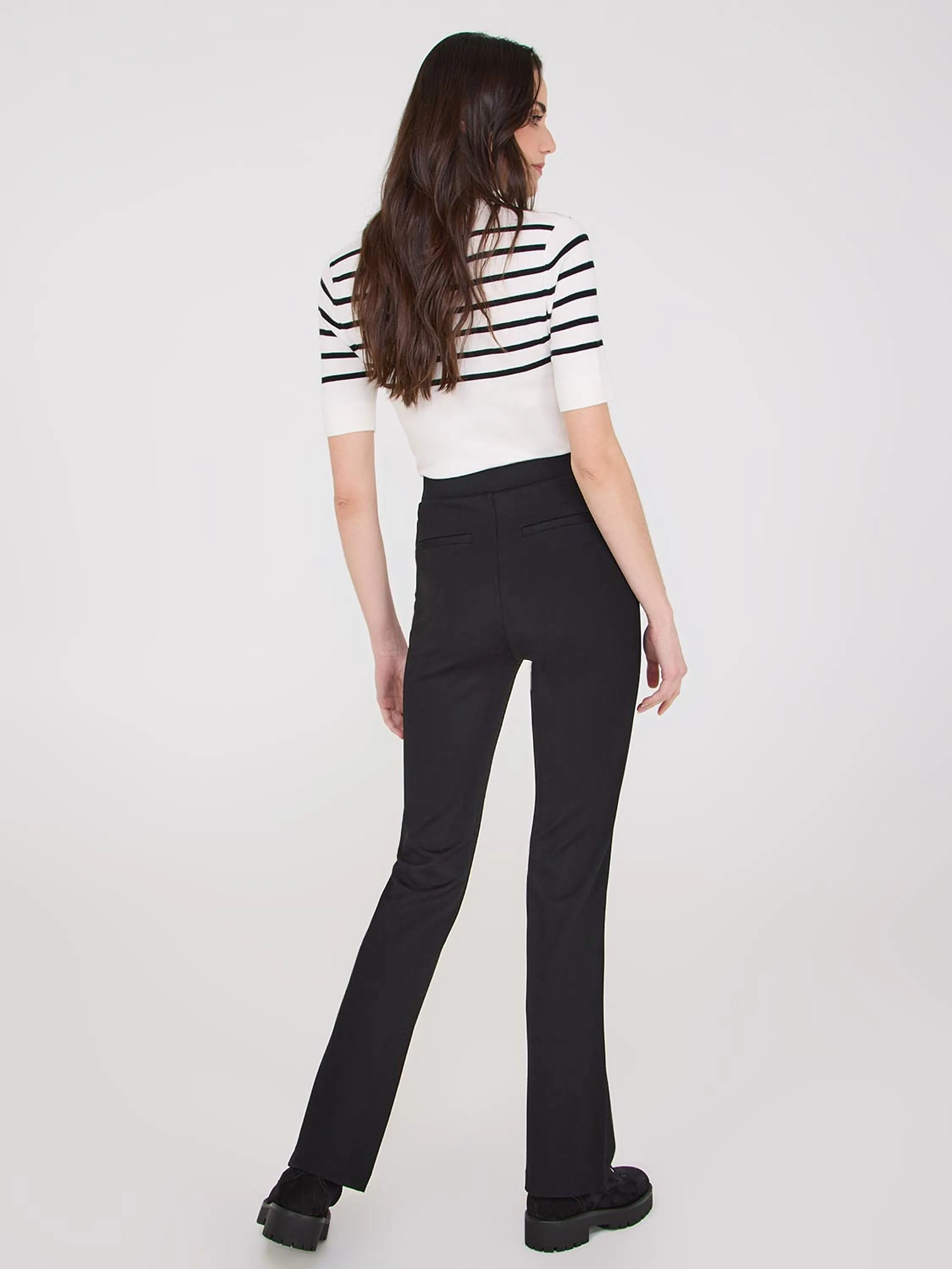 Pintuck Front Flare Leg Pants