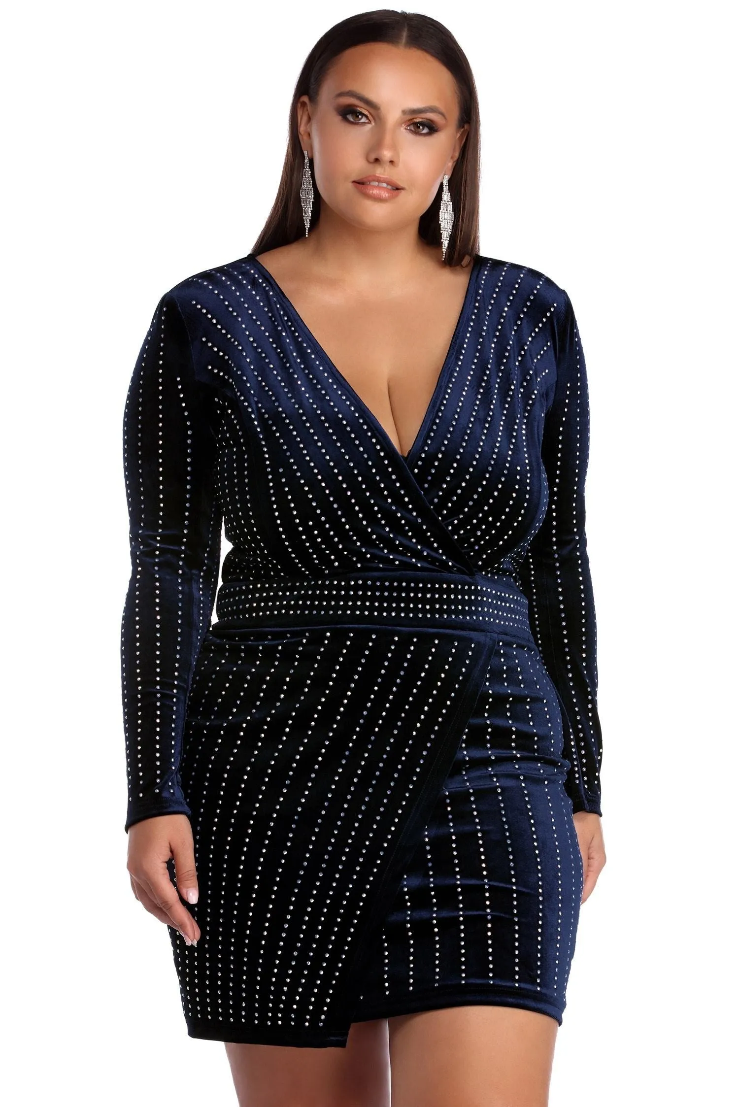 Plus Cassie Stylish Velvet Wrap Dress