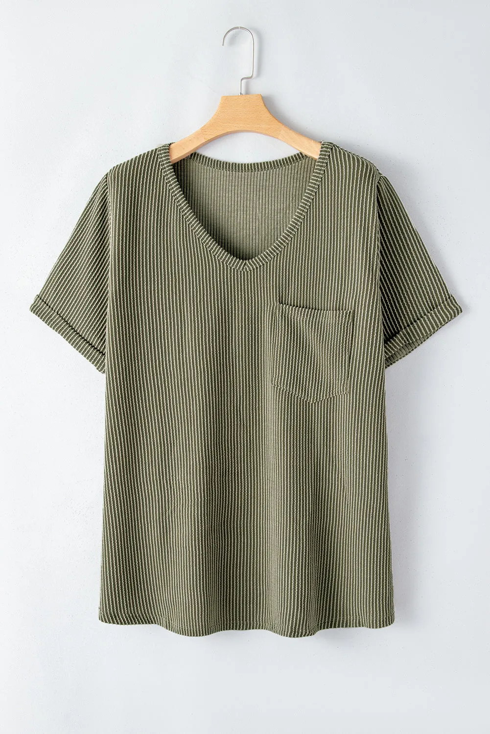 Plus Size Corded Patch Pocket Tee