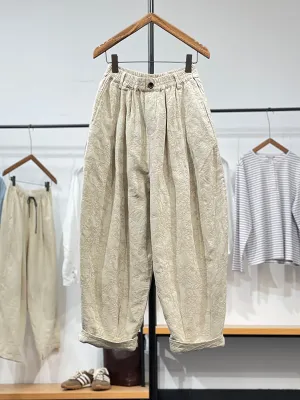 Plus Size Women Vintage Flower Jacquard Loose Pants