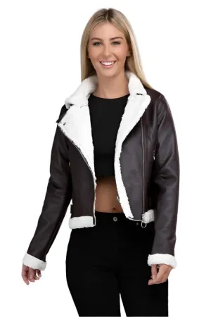 Plush Leatherette Moto Jacket