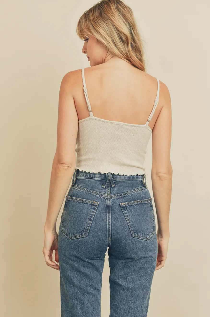 Pointelle Tie-Front Cami   Cardigan Set
