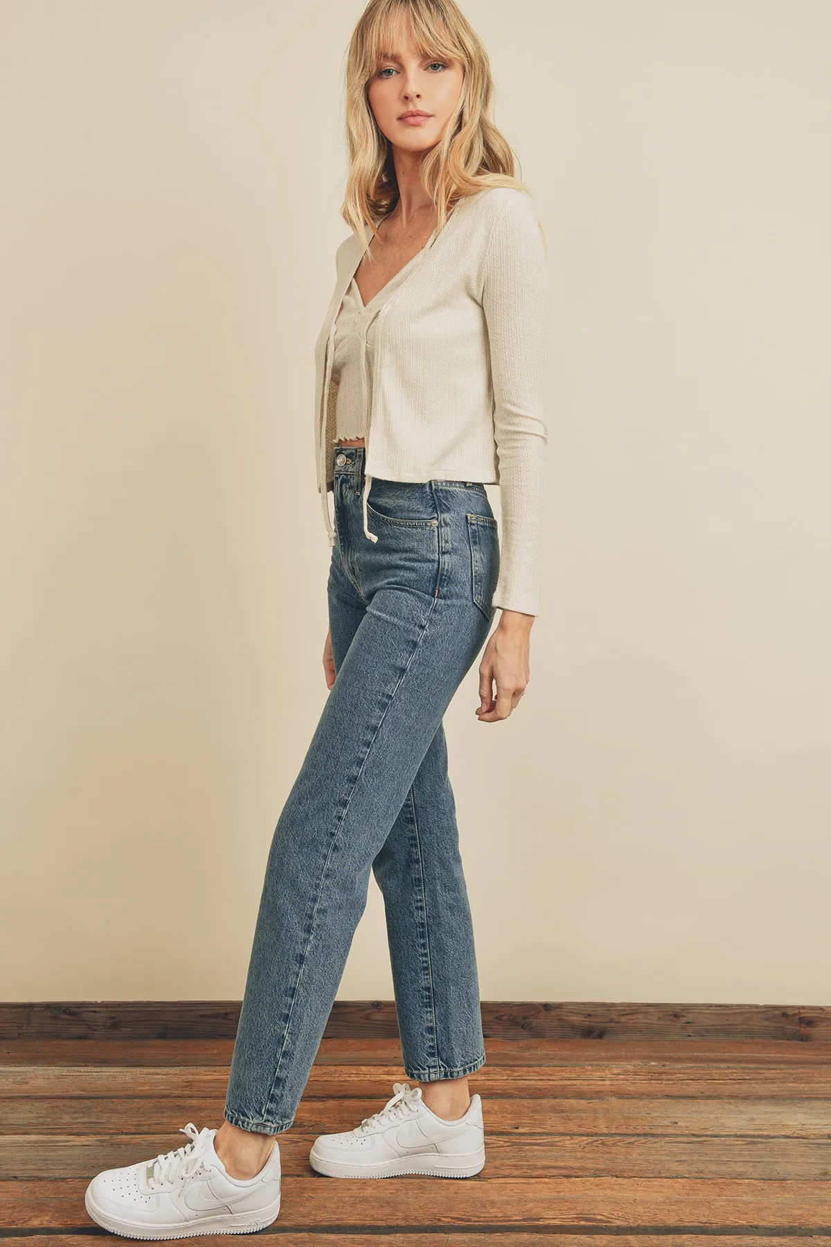 Pointelle Tie-Front Cami   Cardigan Set