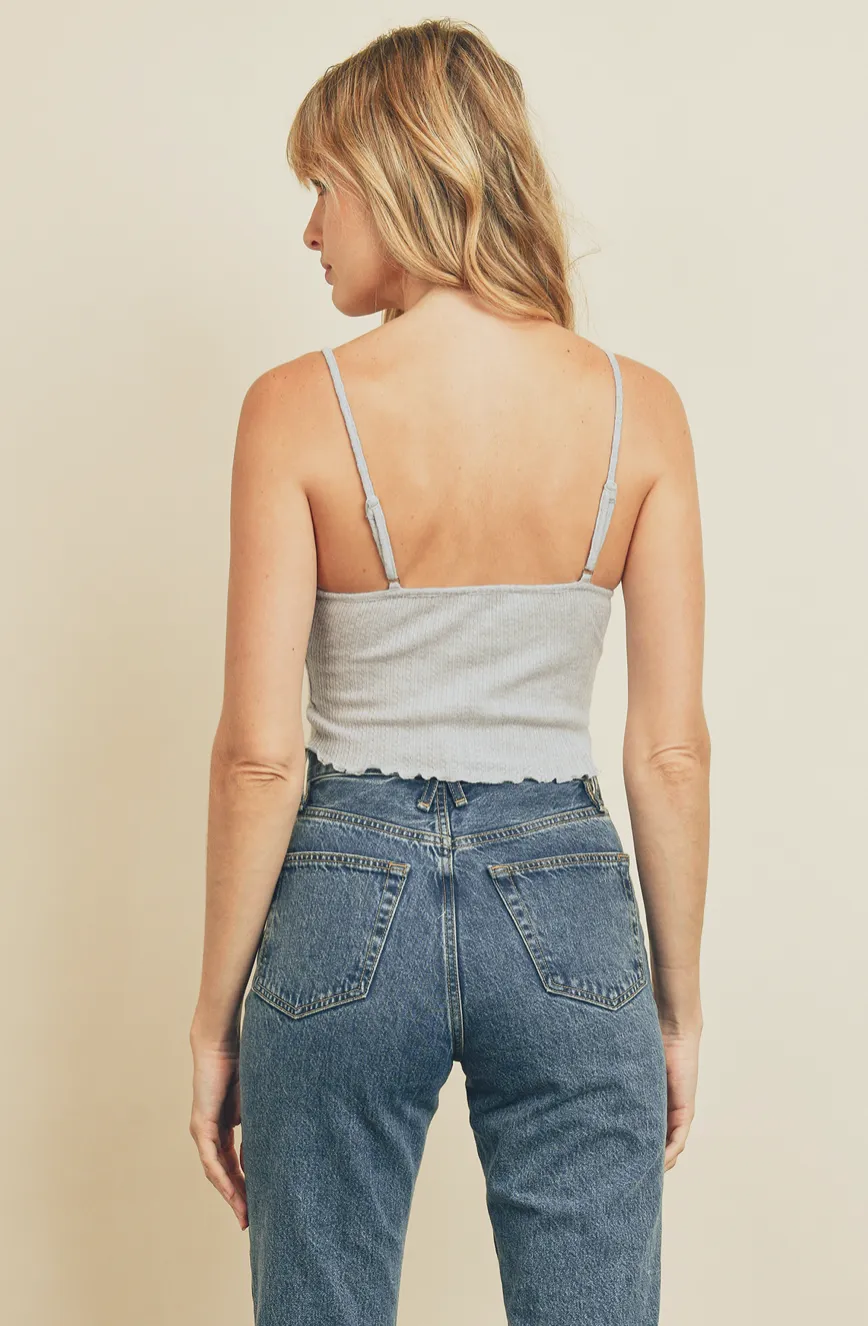 Pointelle Tie-Front Cami   Cardigan Set