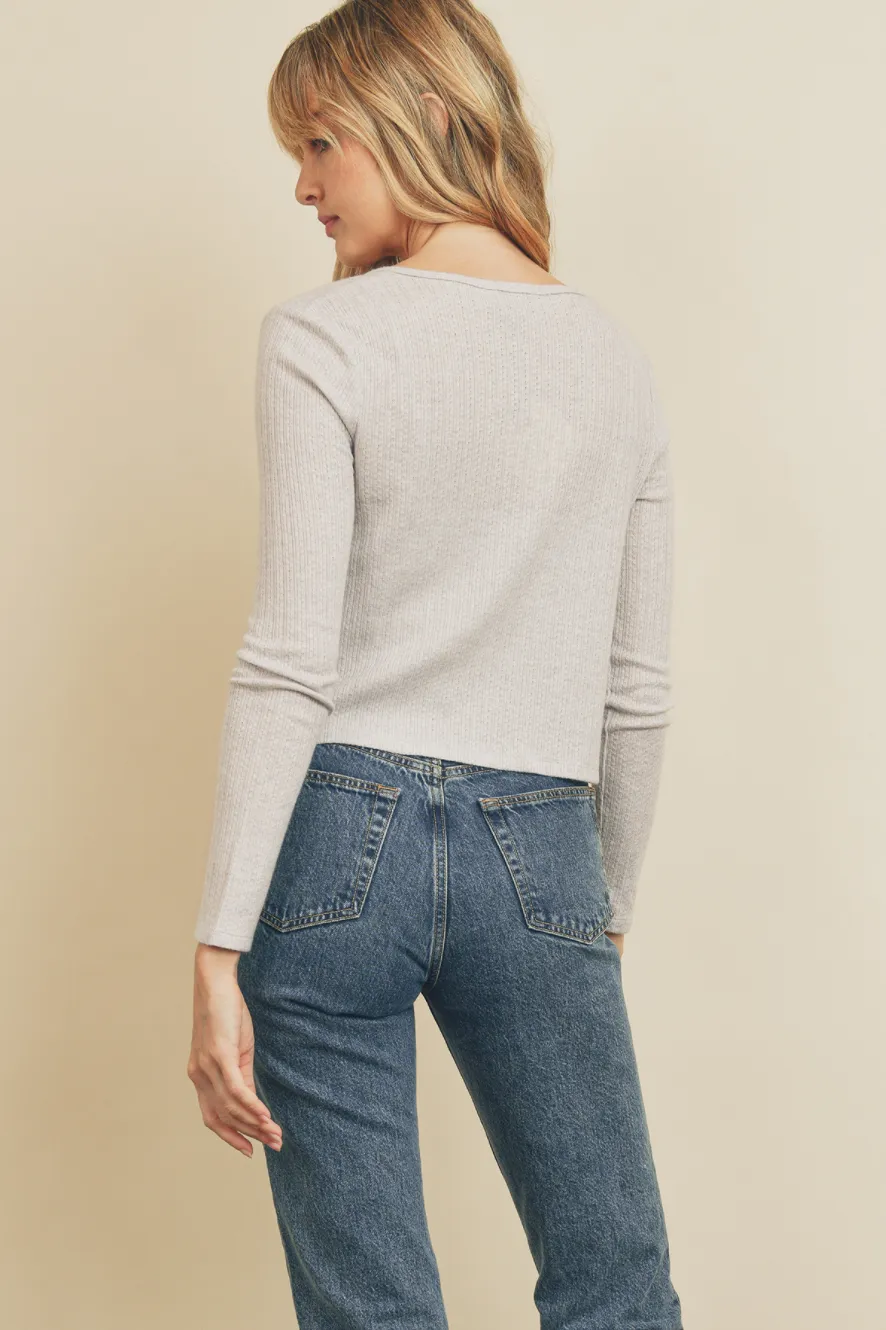 Pointelle Tie-Front Cami   Cardigan Set