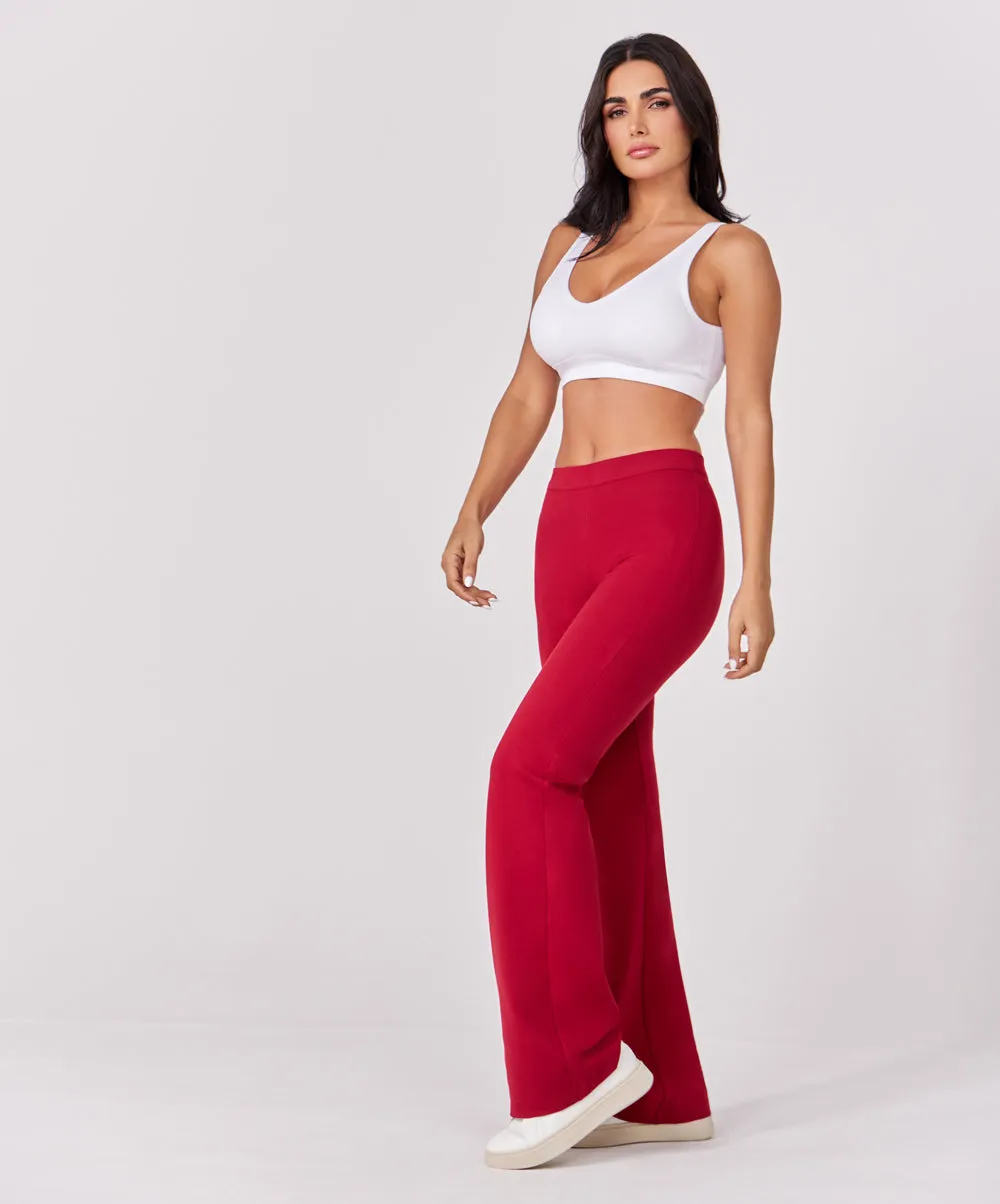 Ponte Flared Maroon Pant