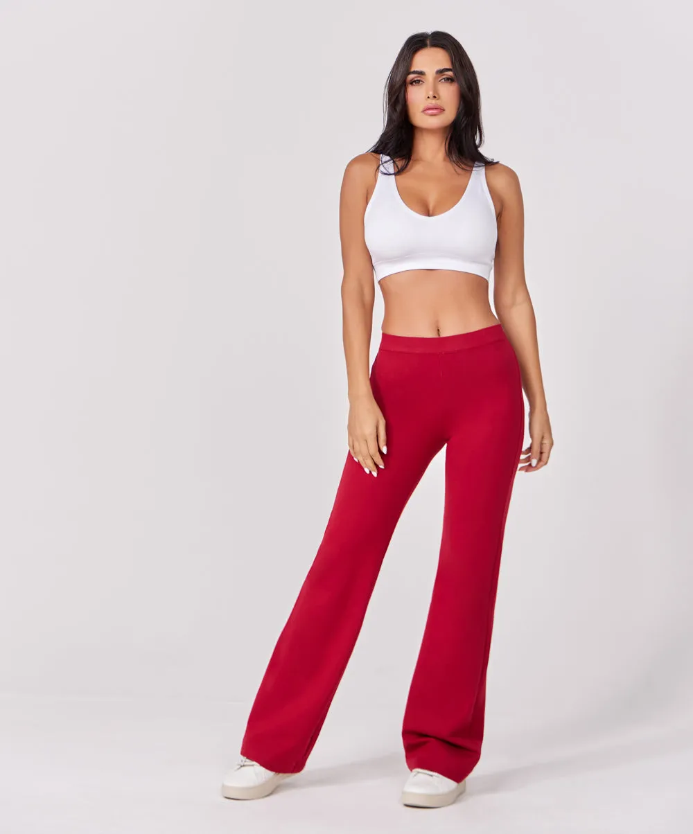 Ponte Flared Maroon Pant