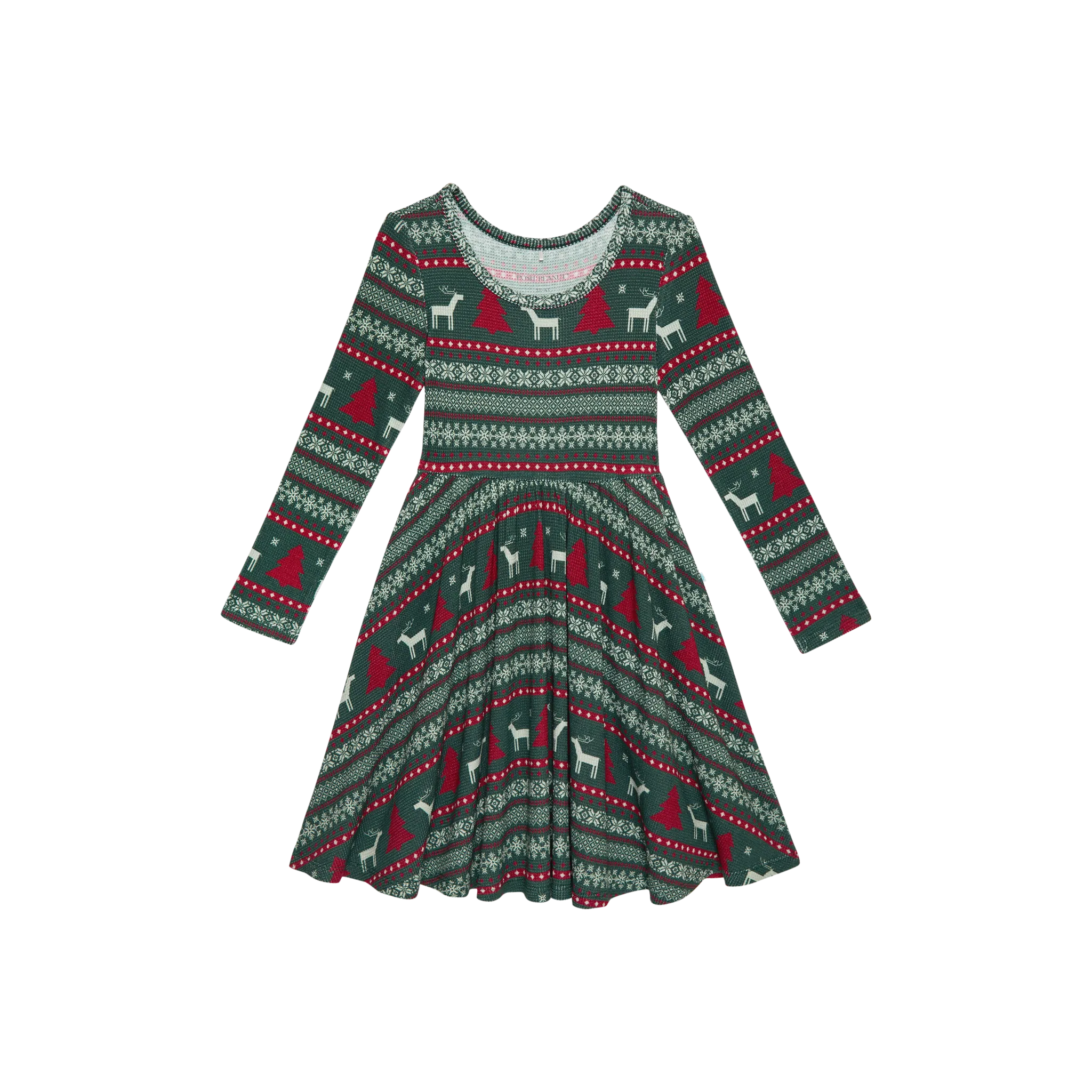 Posh Peanut Holiday Fair Isle Long Sleeve Twirl Dress