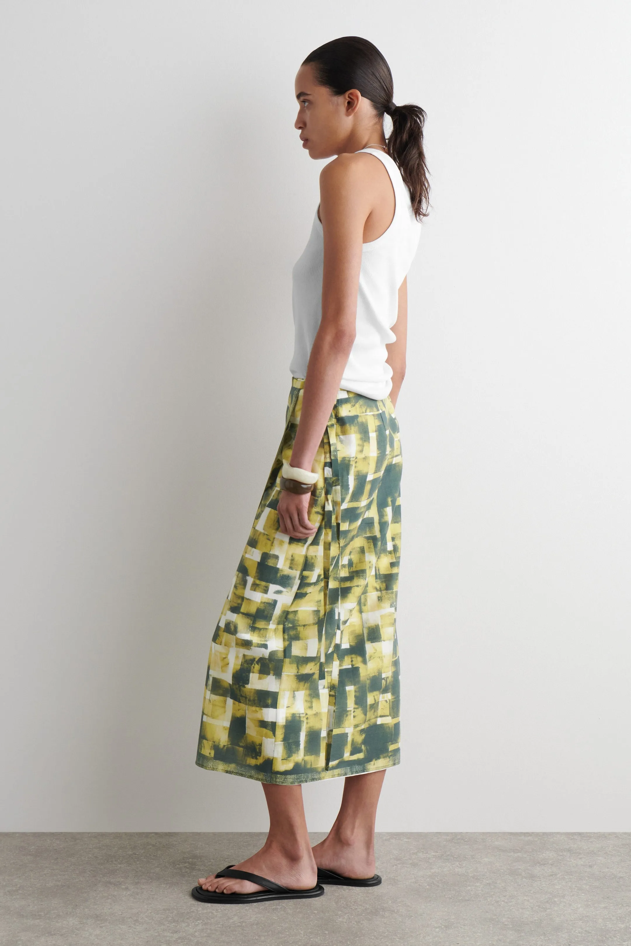 Printed Midi Wrap Skirt