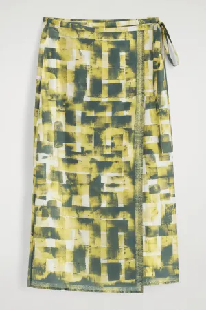 Printed Midi Wrap Skirt