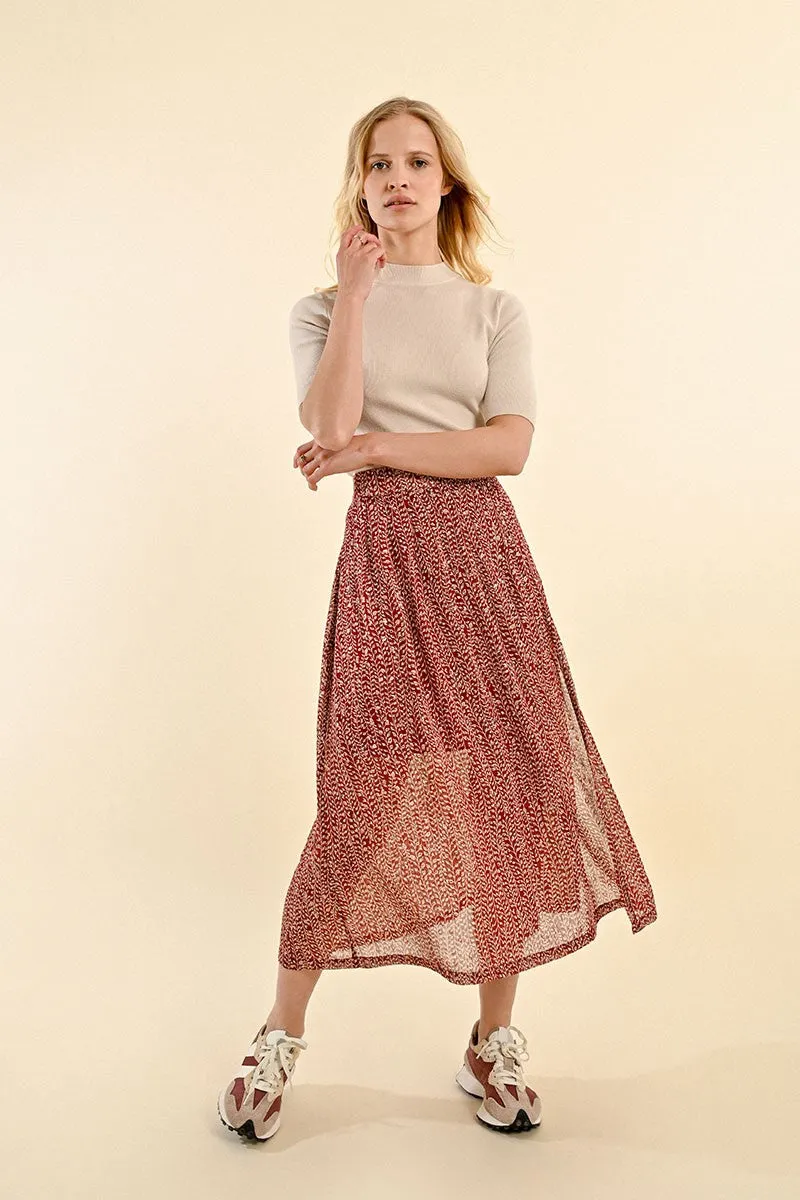 PRINTED VOILE MIDI SKIRT