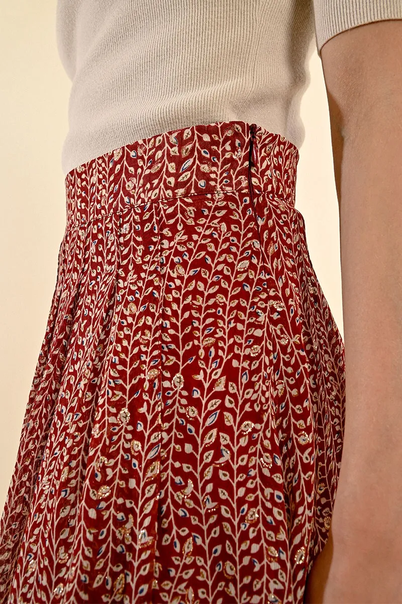PRINTED VOILE MIDI SKIRT