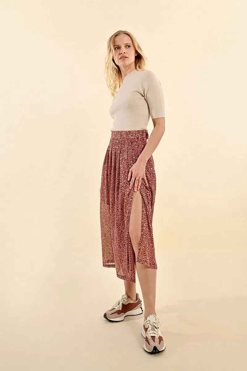 PRINTED VOILE MIDI SKIRT
