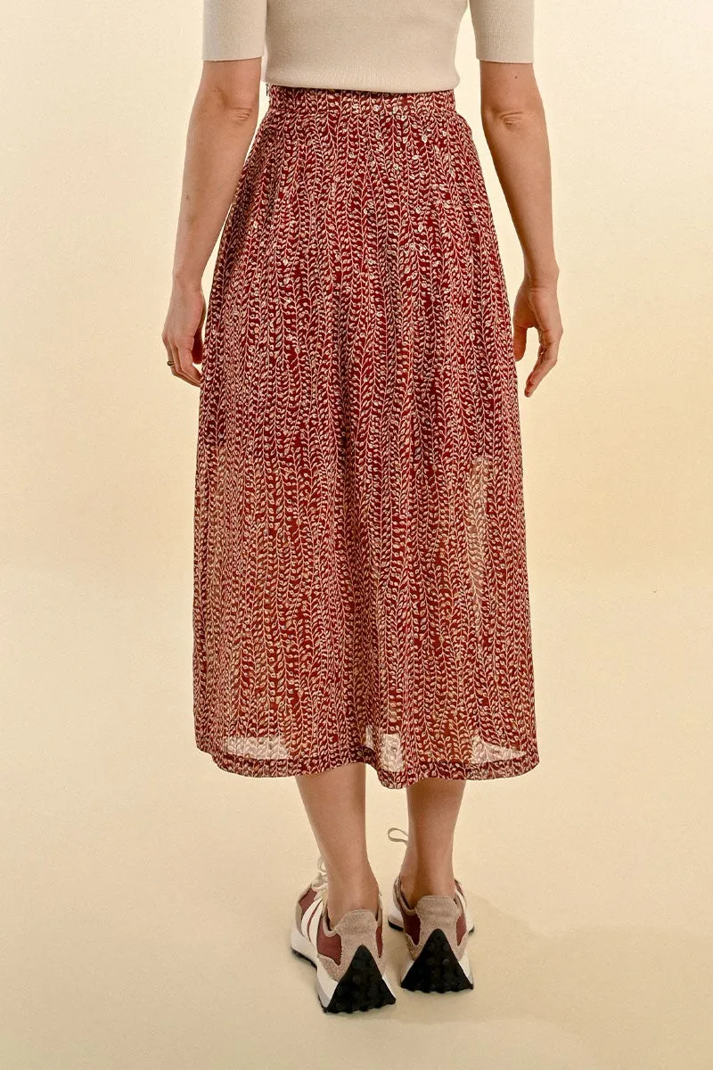 PRINTED VOILE MIDI SKIRT