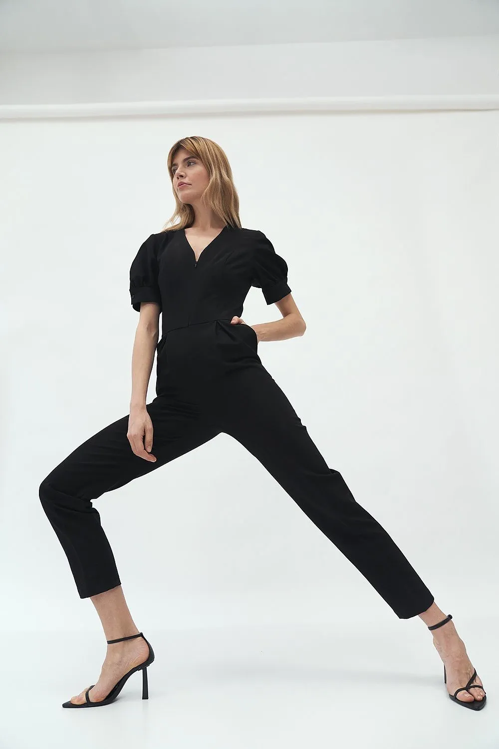 Puffed Sleeve Tailored Jumpsuit