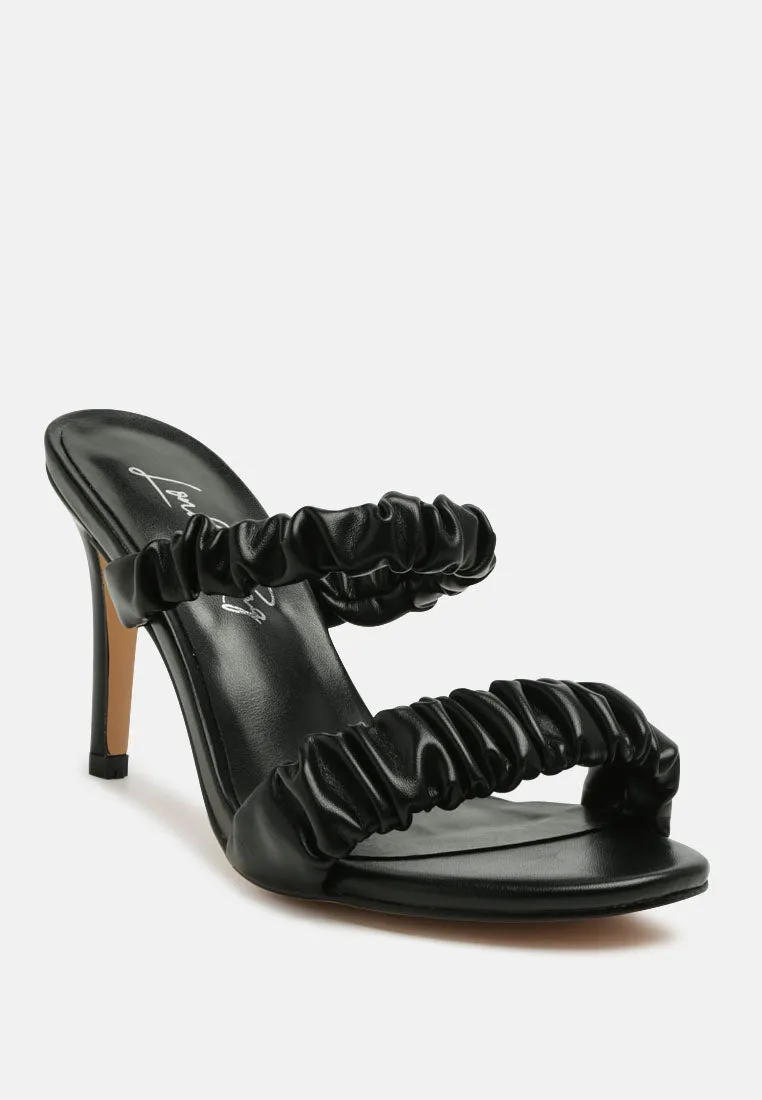 Qualie Ruched Strap Stiletto Sandals By Ruw