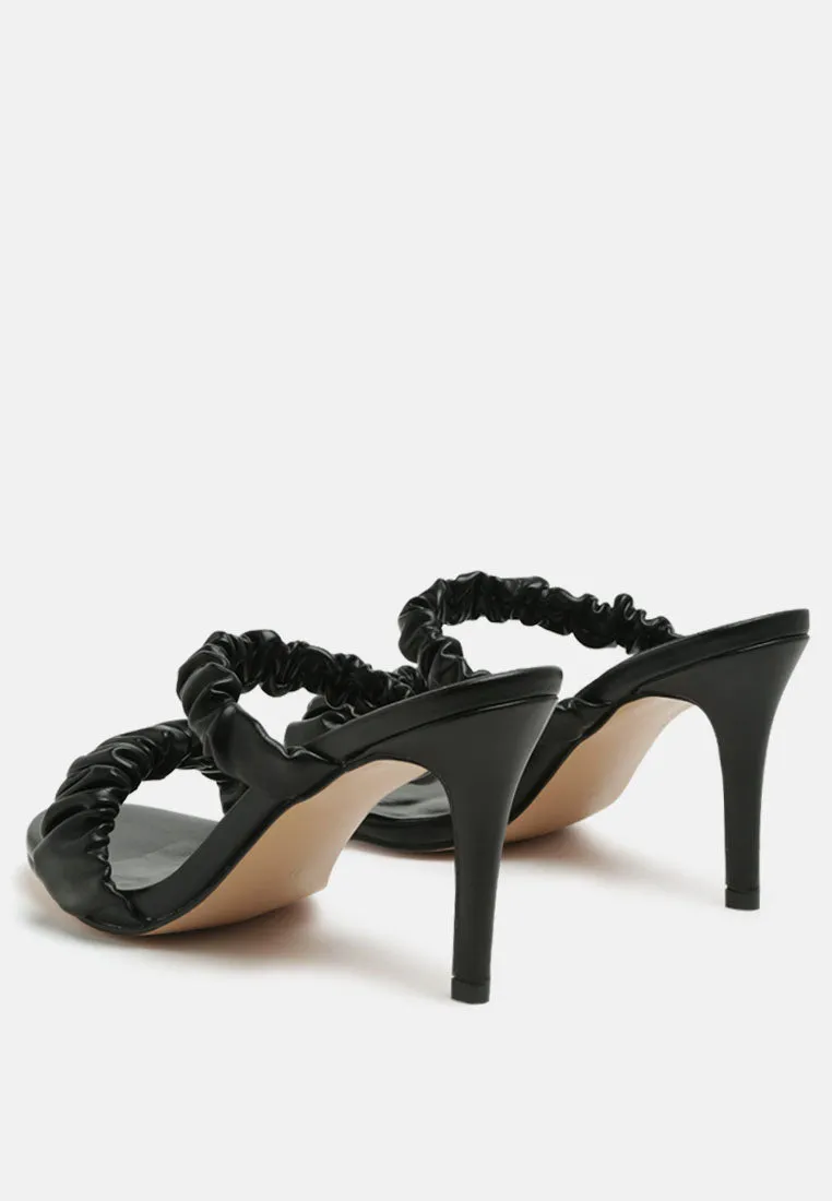 Qualie Ruched Strap Stiletto Sandals By Ruw