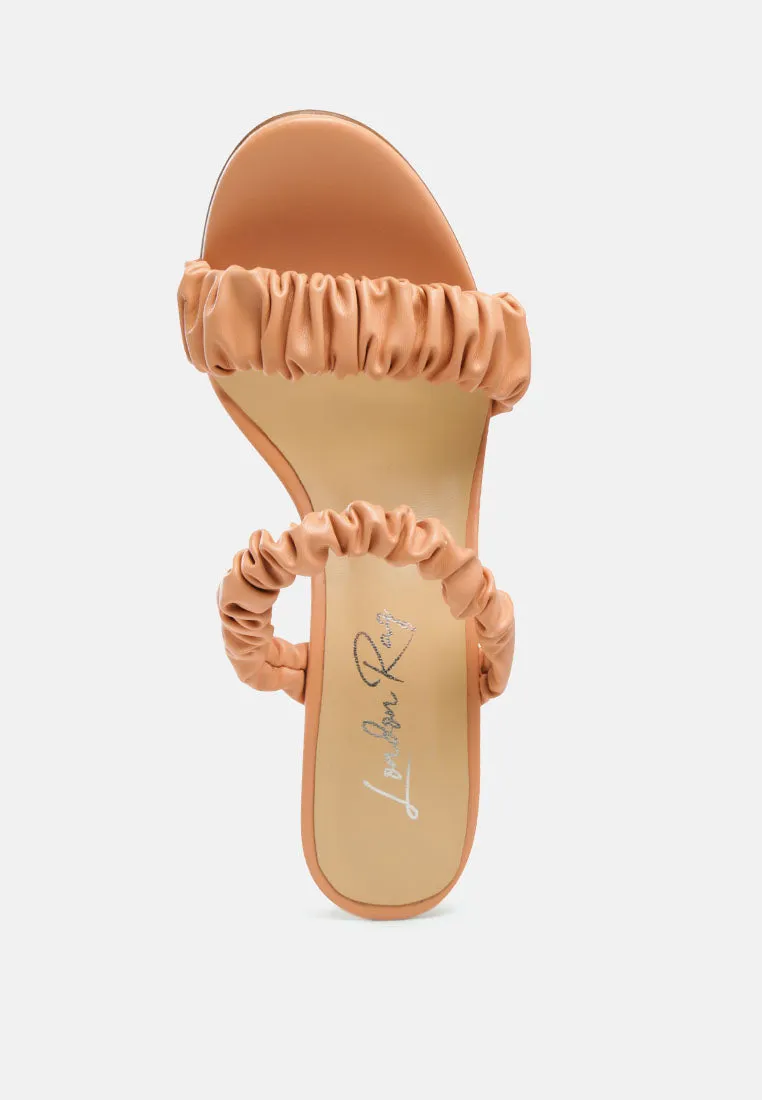 Qualie Ruched Strap Stiletto Sandals By Ruw