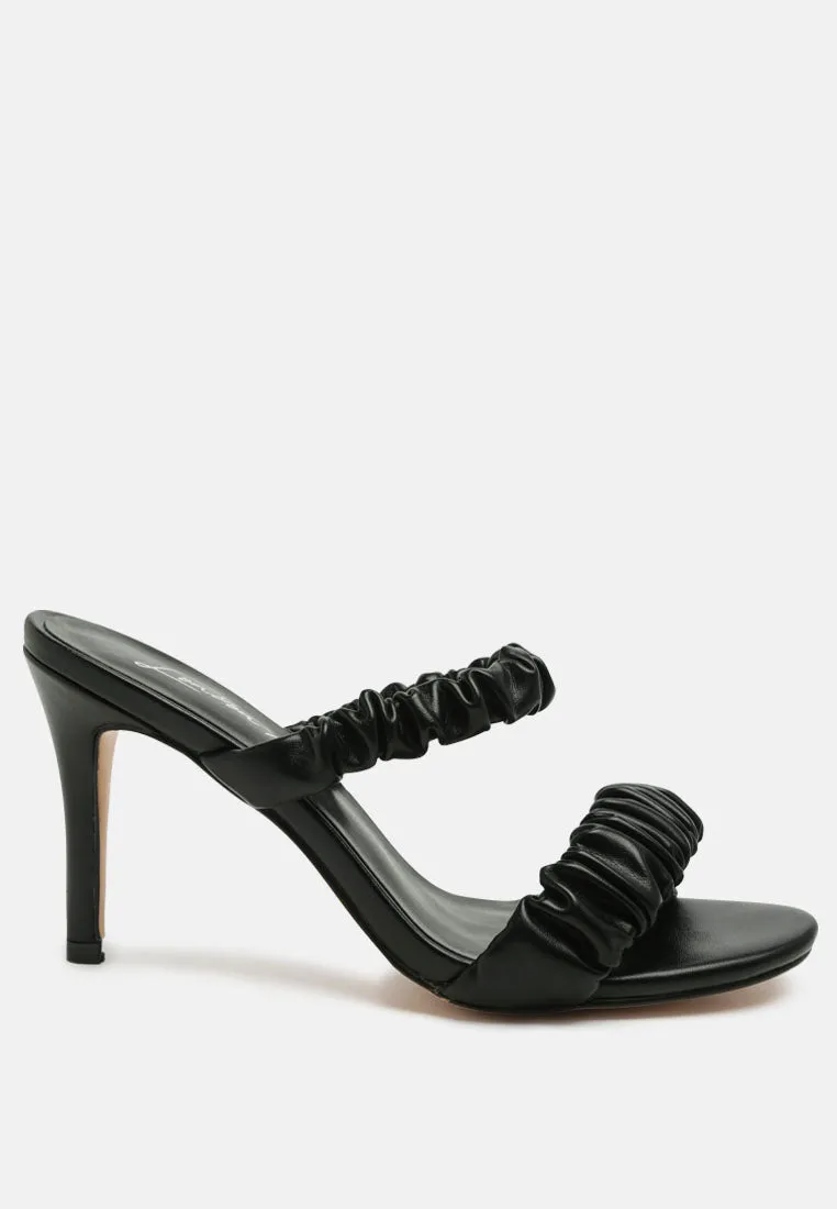 Qualie Ruched Strap Stiletto Sandals By Ruw