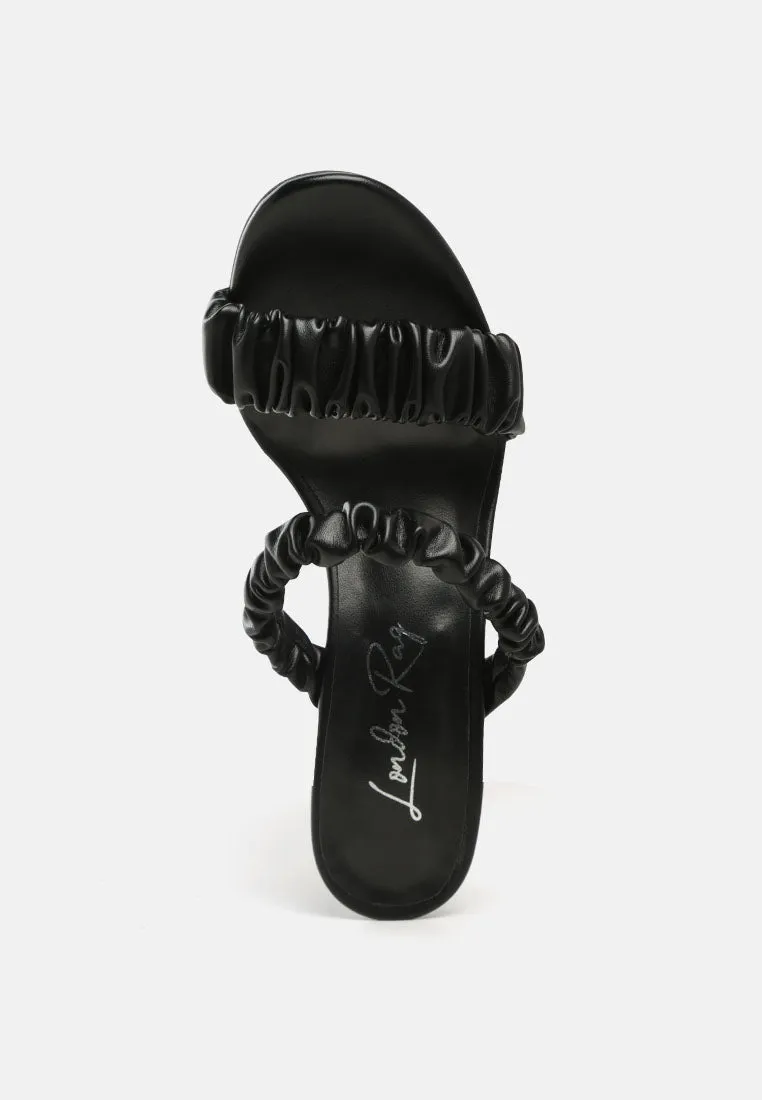 Qualie Ruched Strap Stiletto Sandals By Ruw