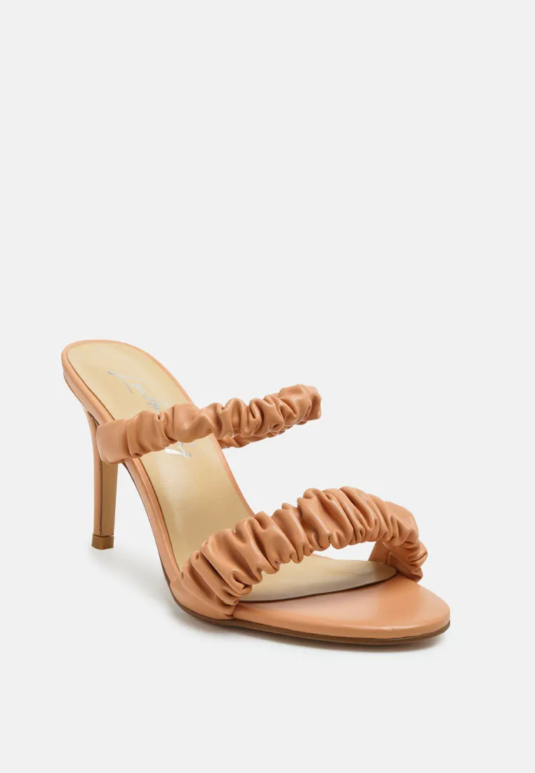 Qualie Ruched Strap Stiletto Sandals By Ruw