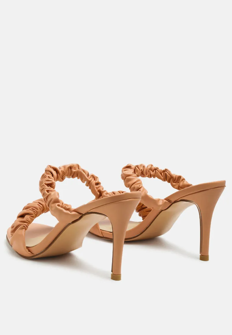 Qualie Ruched Strap Stiletto Sandals By Ruw
