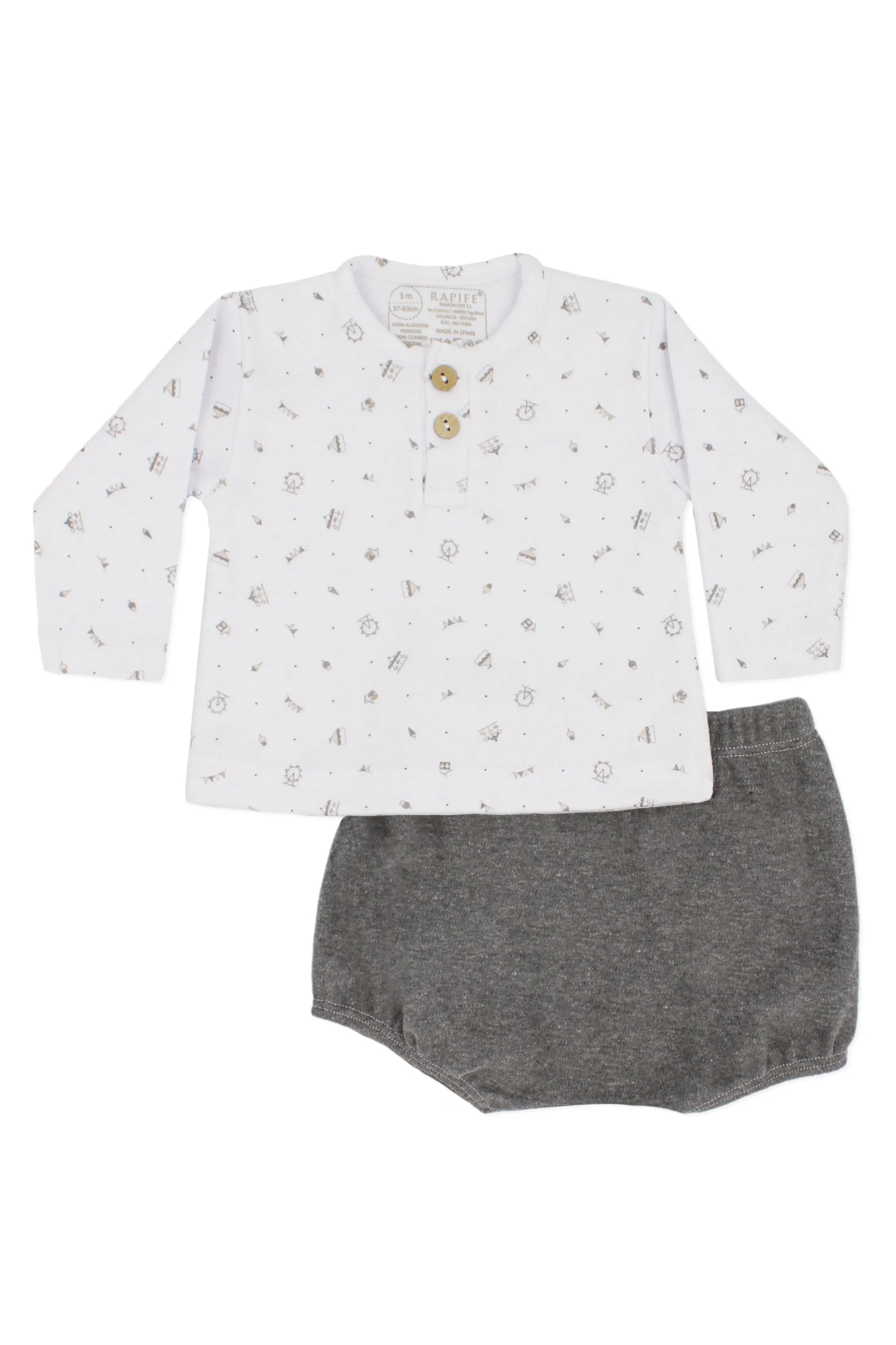 "Asher" Grey Fairground Print Top & Jam Pants
