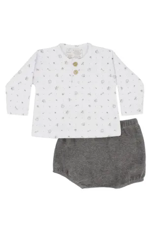 "Asher" Grey Fairground Print Top & Jam Pants