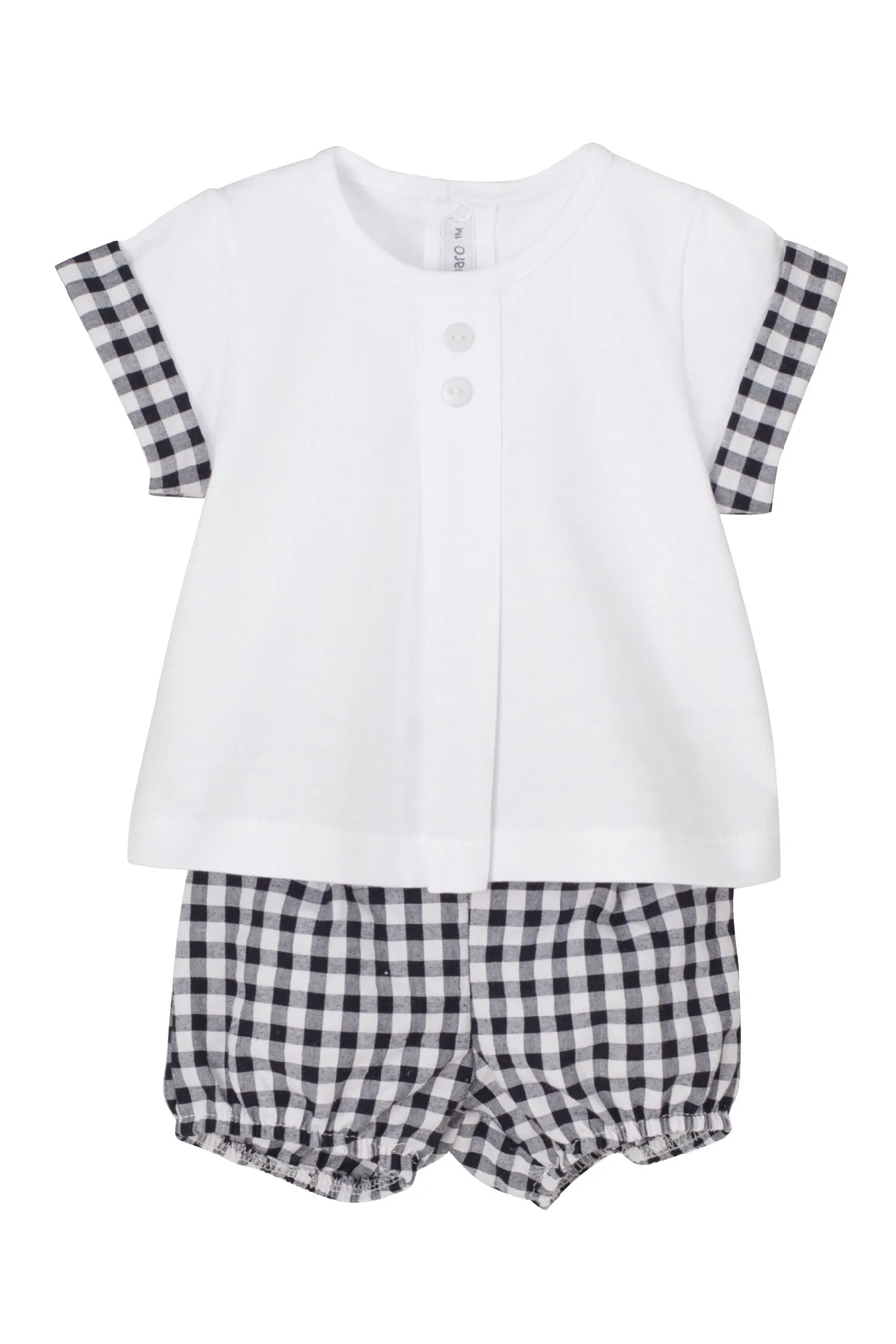 "Isaac" White Top & Black Gingham Jam Pants