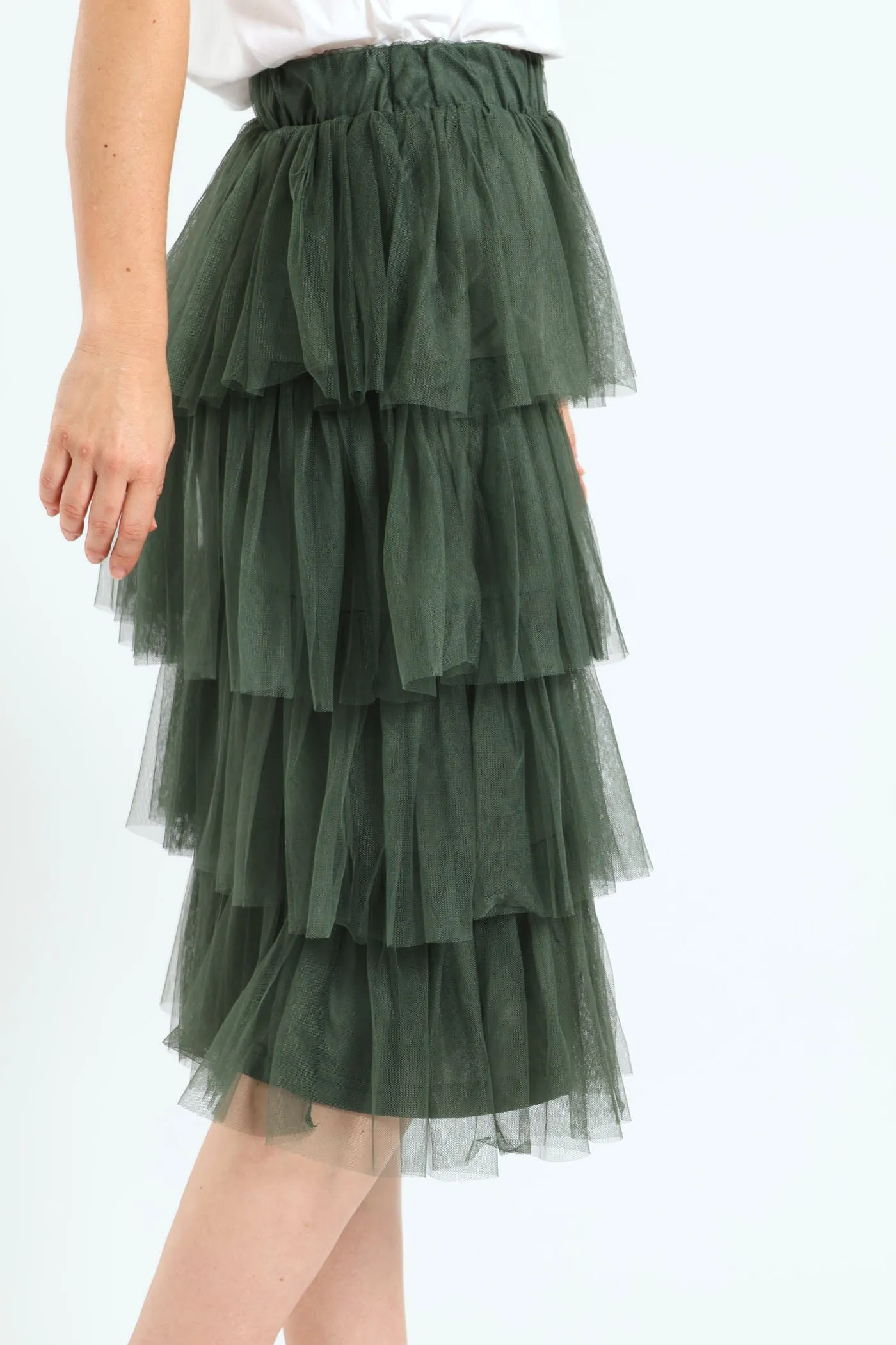 Rara Tiered Midi Skirt - Olive