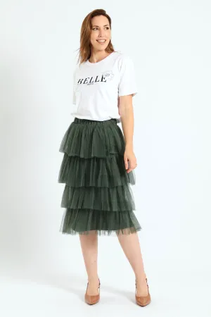 Rara Tiered Midi Skirt - Olive