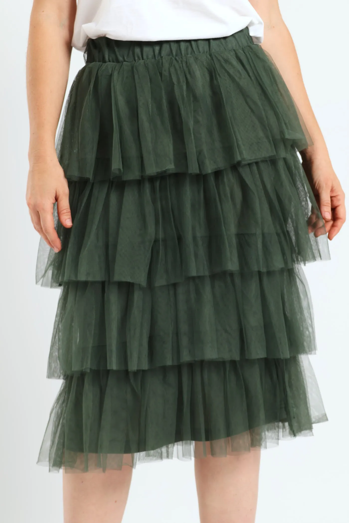 Rara Tiered Midi Skirt - Olive