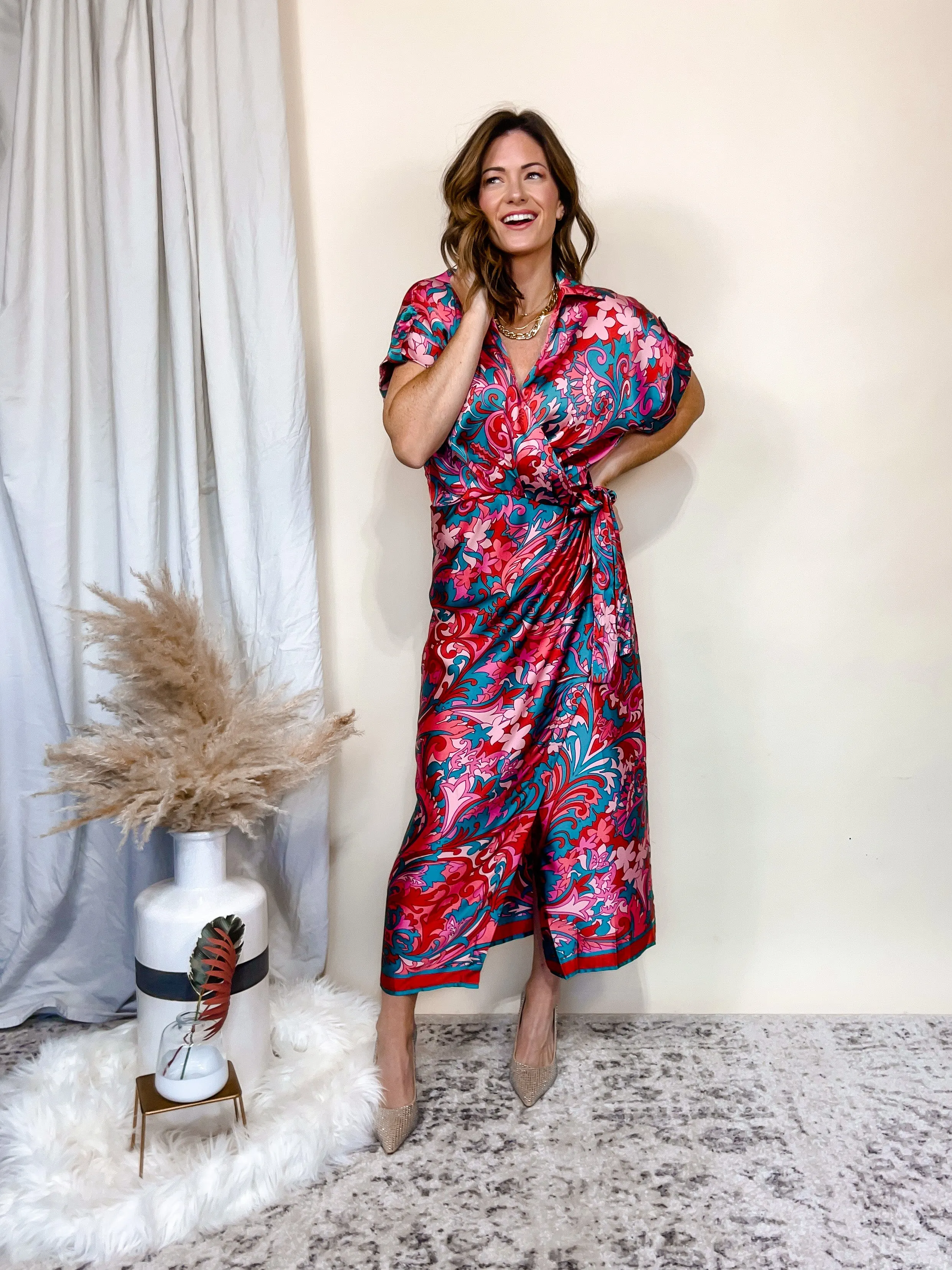 Remi Wrap Dress [Maroon]