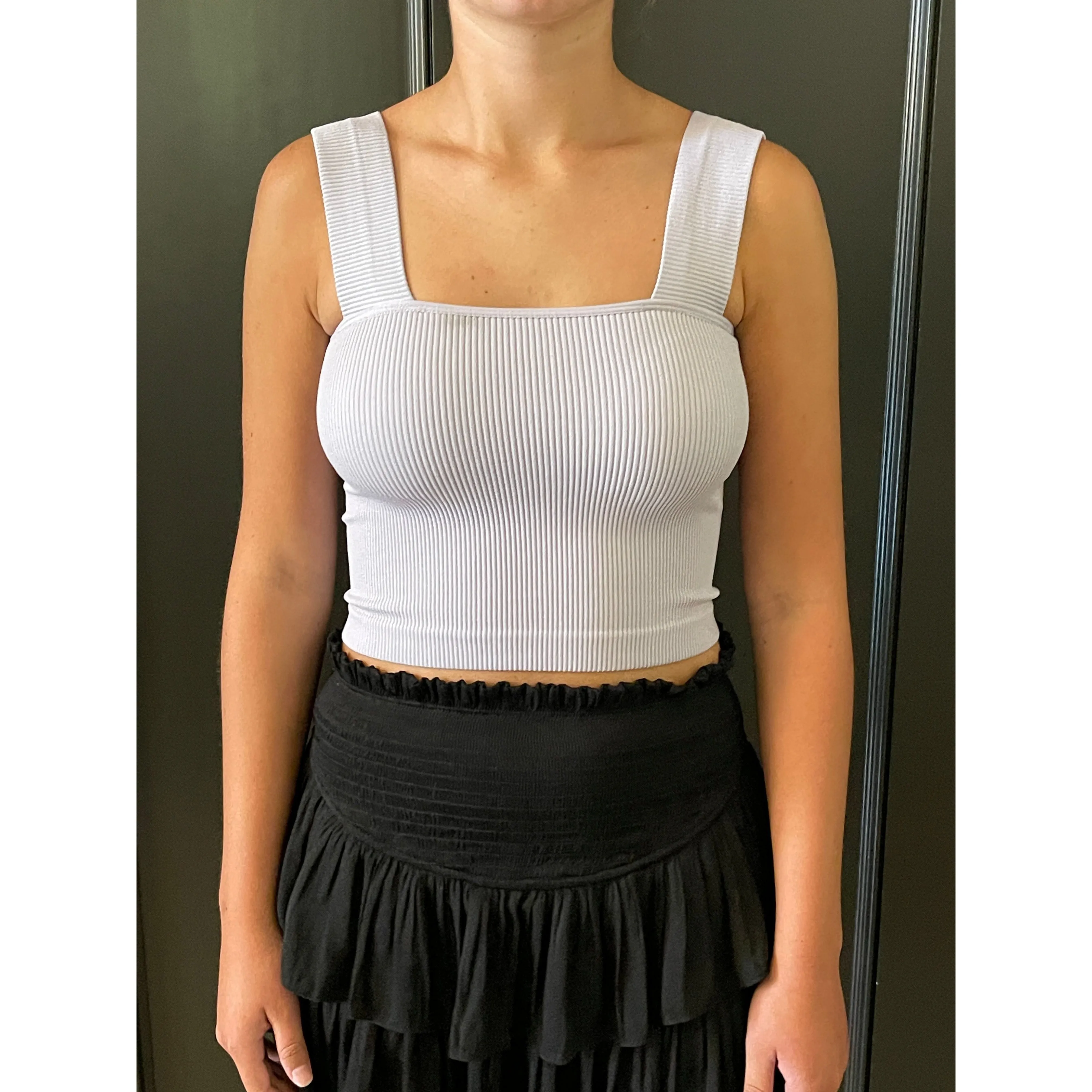 Ribbed Box Top with Thick Straps