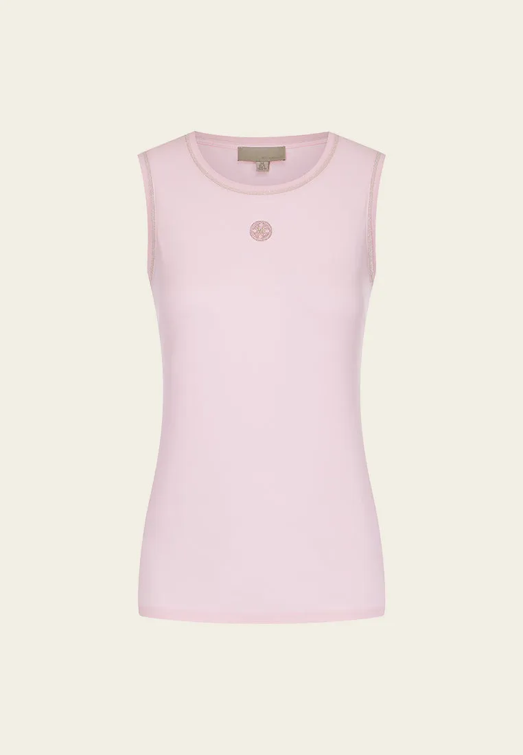 Ribbed Embroidered-detail Tank Top