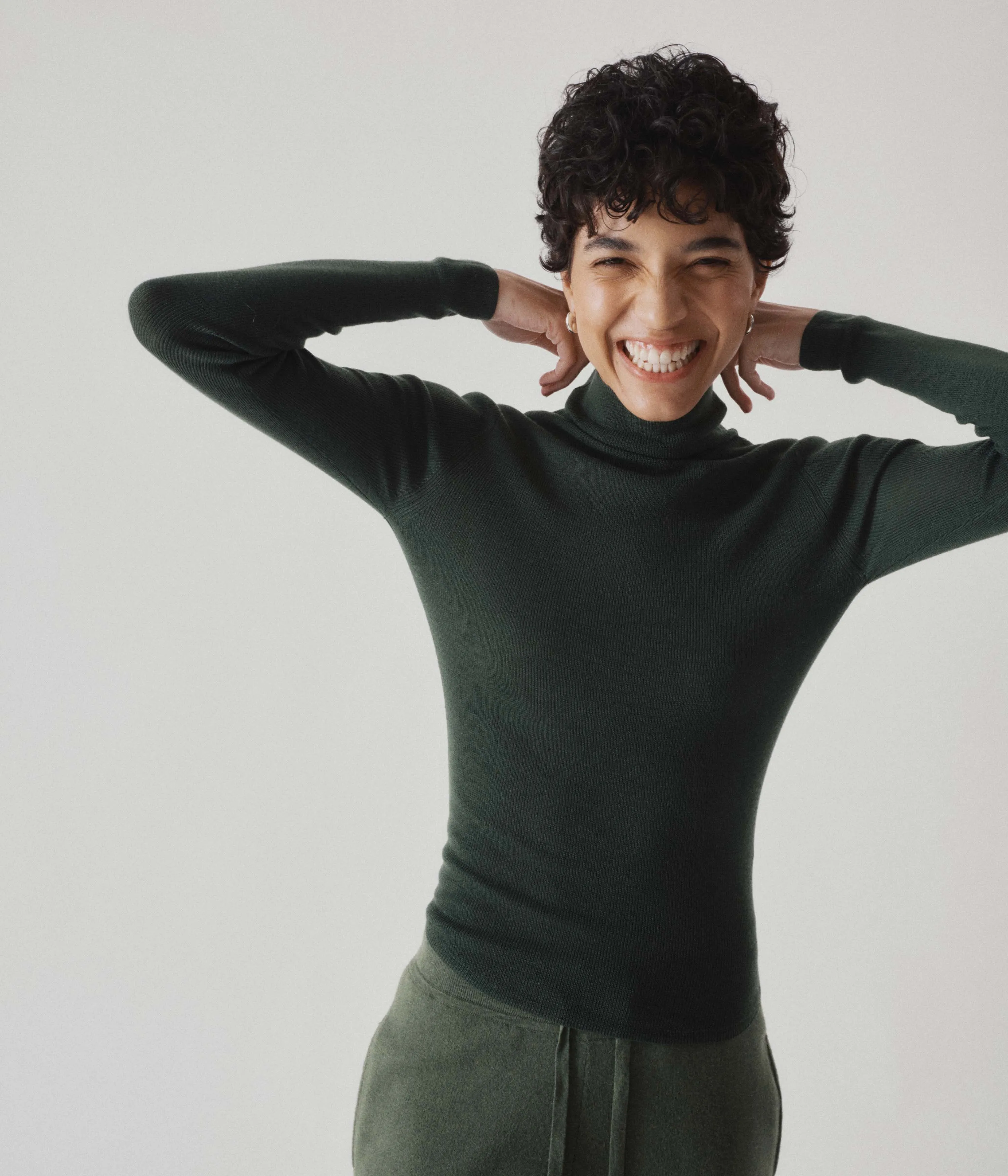 Ribbed Highneck in Pine