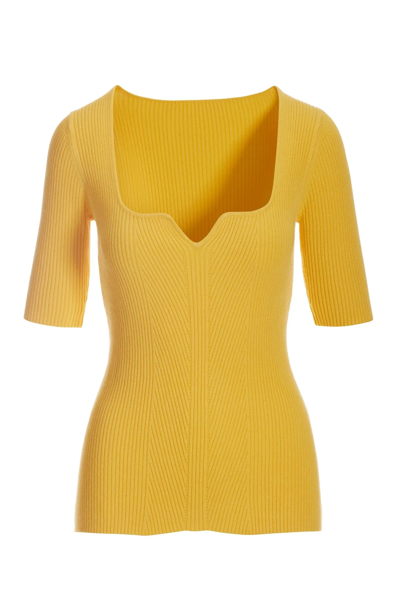 Ribbed Notch Sweater Lemon Drop
