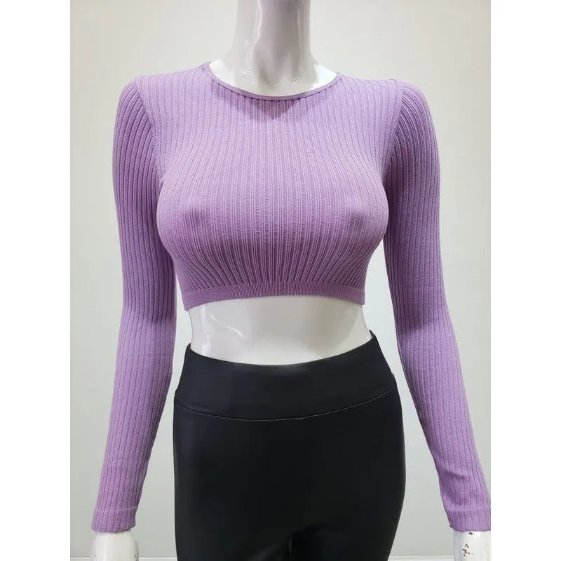 Ribbed Round Neck Seamless Crop Top