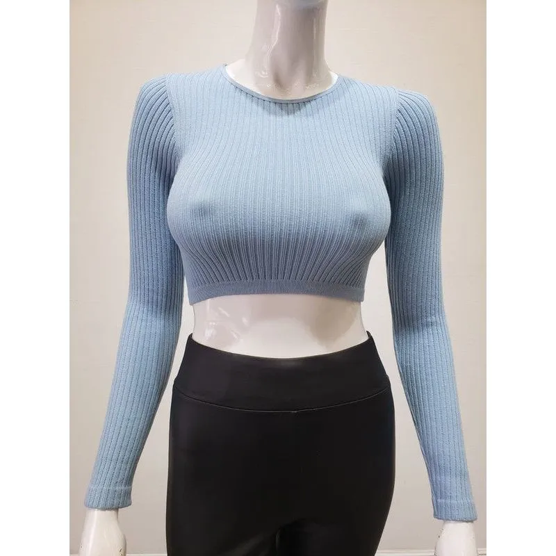 Ribbed Round Neck Seamless Crop Top