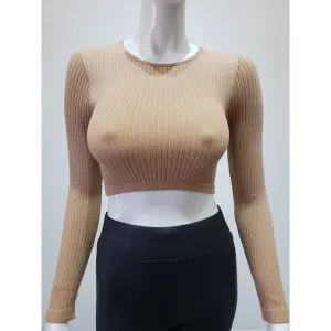 Ribbed Round Neck Seamless Crop Top