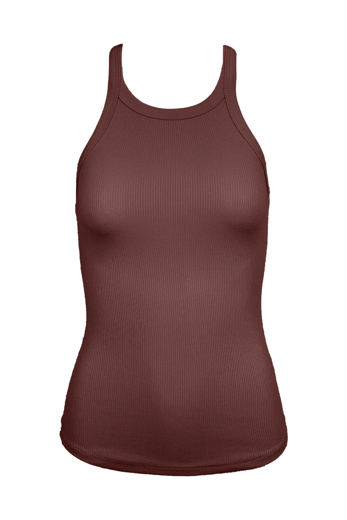 Ribbed Skinny Racer Tee in Wild Ginger
