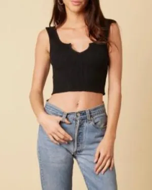 Ribbed U Neck Cut Cropped Tank Top