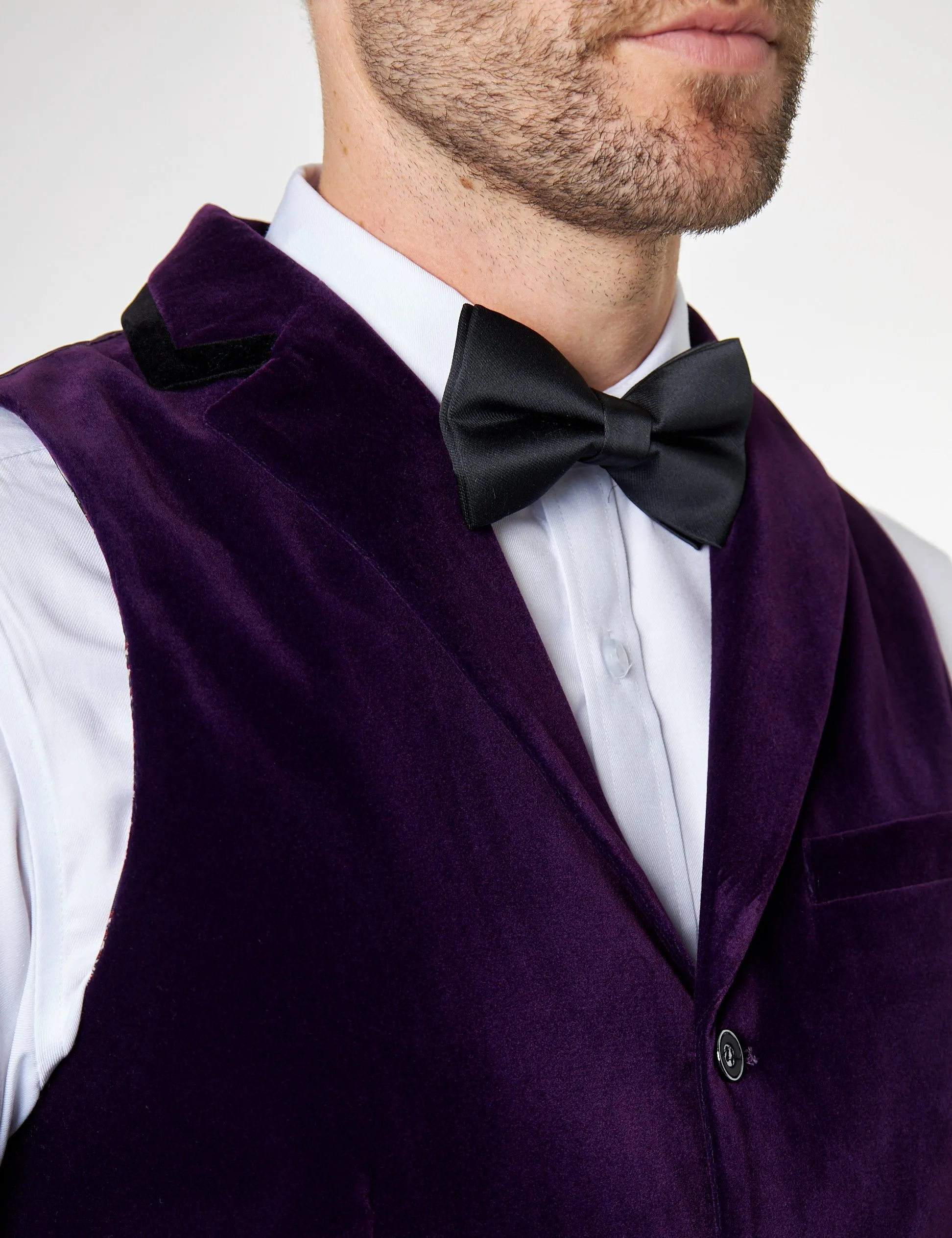 RICKY Purple Velvet Collar Waistcoat
